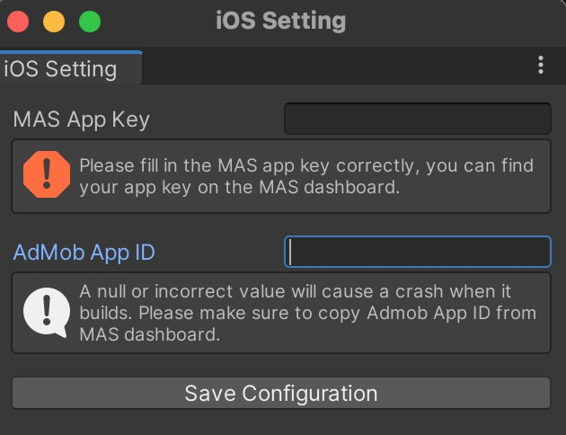 Unity SDK iOS Settings